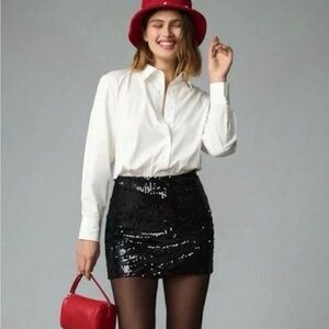 Anthropologie Mare Mare Button-Down Sequin Twofer Mini Dress